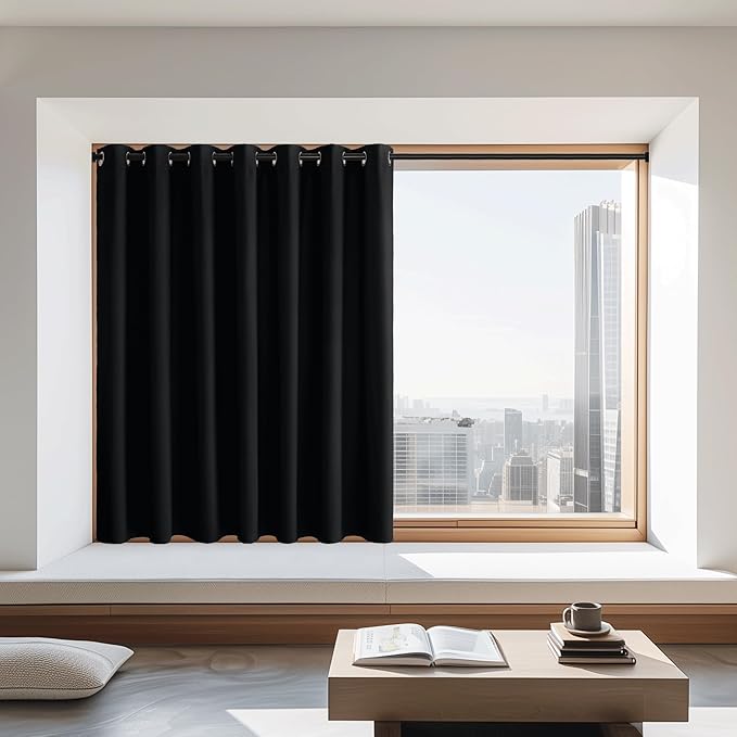 NICETOWN Extra Wide Black Out Curtain 72 inches Long, Grommet Thermal Insulated by NICETOWN