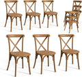 VINGLI Plastic Outdoor Dining Chairs Set of 6, Stackable Patio Farmhouse Brown by VINGLI