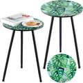 Metal Outdoor Side Tables Set of Two Small Outside Round End Table by PartyZealot