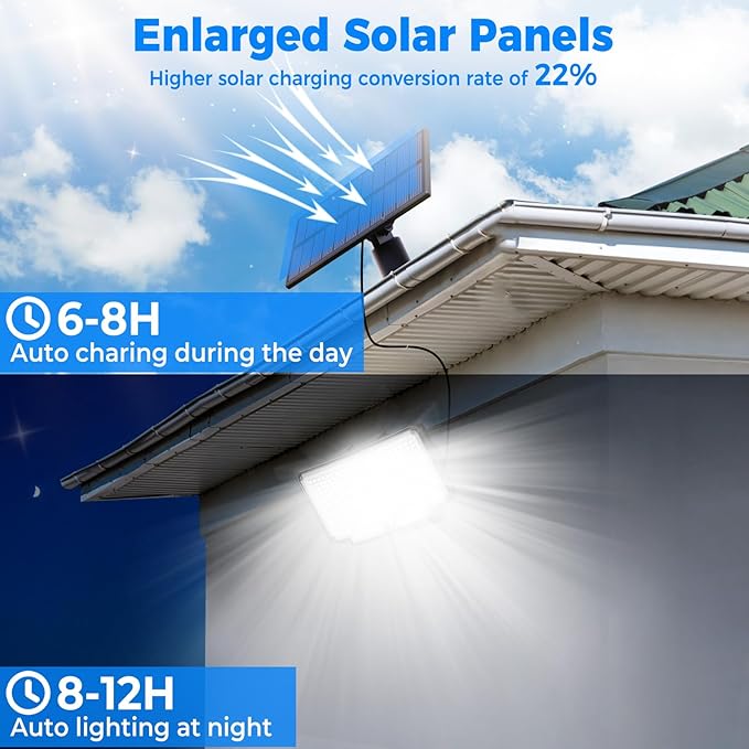 Peasur 6 Pack Solar Motion Lights Outdoor, 318 LED Solar Security Light - Image 2