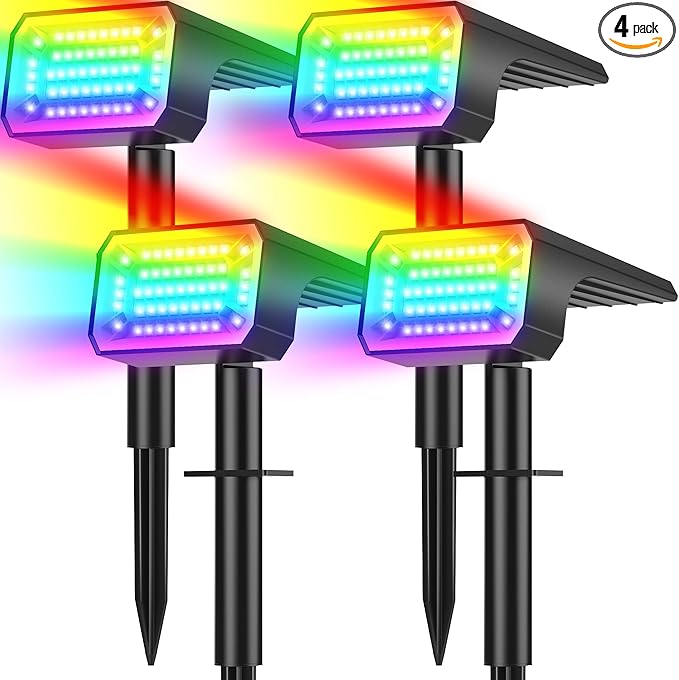Solar Color Changing Spot Lights Outdoor Waterproof IP65, 2-in-1 Landscape by NACINIC