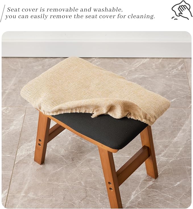 Foot Stool, Bamboo Small Sofa Foot Rest Under Desk, Extra Seating - Image 5