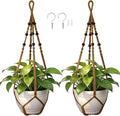 Macrame Plant Hanger, Wood Beads Cotton Hanging Planter Holder by Unknown