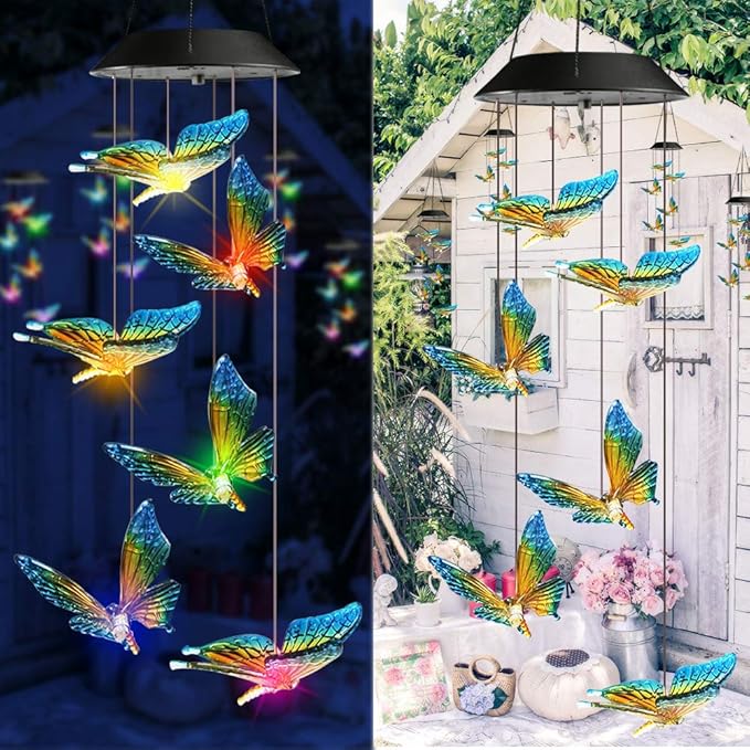 Toodour Solar Wind Chime, Color Changing Wind Chimes Butterfly, LED Decorative - Image 7