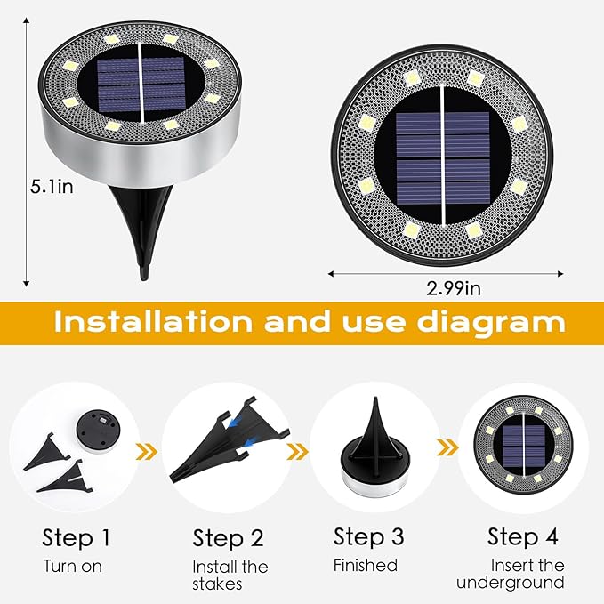 Solar Lights Outdoor 16 Pack, Solar Garden Outdoor Waterproof Pathway Lights - Image 3