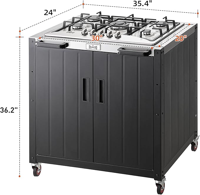 Gas Grill, Movable Outdoor Gas Stove Stainless Steel Top - Image 3
