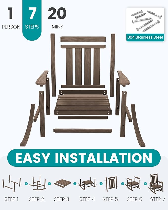 SEWALL HDPE Rocking Chair, Oversized Outdoor Rocking Chair - Image 4