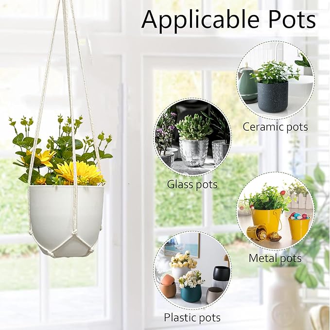 Macrame Plant Hanger 5 Pack Hanging Planters - Image 4