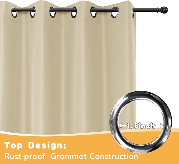 HolidayIdeas Outdoor Curtains for Patio Waterproof, 4 Panels - Image 4