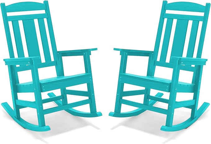 LUE BONA Outdoor Rocking Chairs Set of 4, HDPS Porch Rocker - Image 3