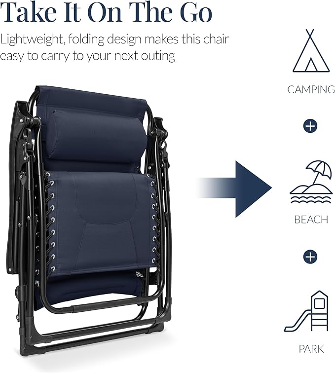 Best Choice Products Oversized Padded Zero Gravity Chair, Folding Outdoor Patio - Image 5