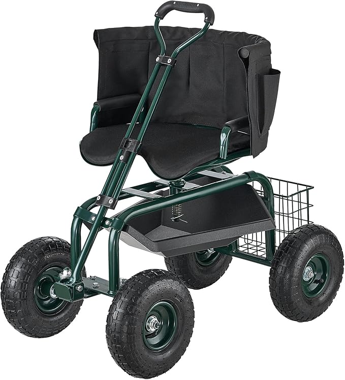 VEVOR Garden Seat with Wheels, Rolling Garden Stool with Height Adjustable & - Image 9