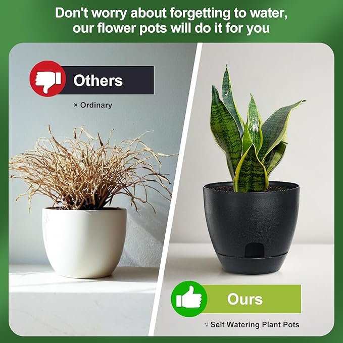 Self Watering Pots Set, 5 Pack 6 Inch Self Watering Pots - Image 7