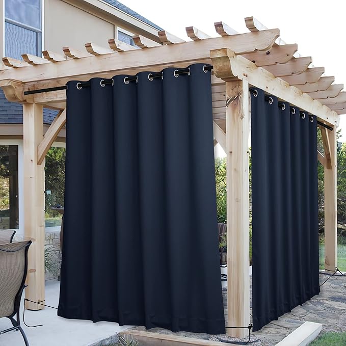 NICETOWN 2 Panels Weighted Blackout Outdoor Curtains by NICETOWN