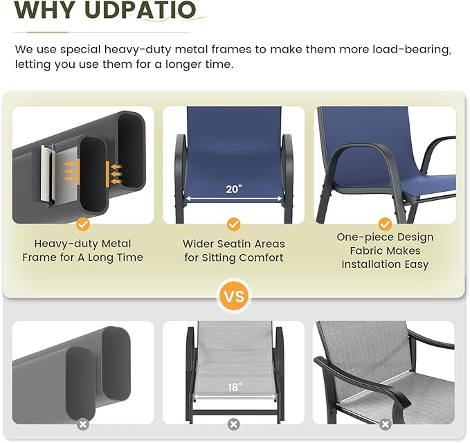 UDPATIO Patio Chairs Set of 8, Stackable Outdoor Dining Chairs - Image 6