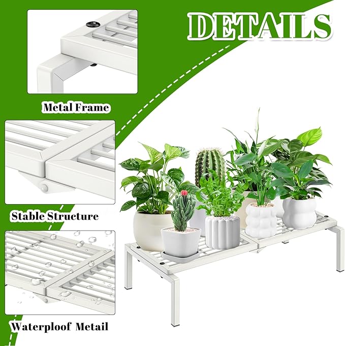 1 Tier Metal Plant Stand Indoor Outdoor, Potted Multiple Flower Pot Holder Rack - Image 2