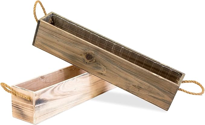 20" Rectangular Rustic Wood Planter - Image 3