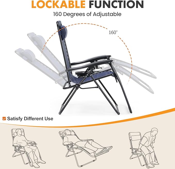 NEWBULIG Zero Gravity Chair Set of 2, Lounge Chair Folding Portable Adjustable - Image 6