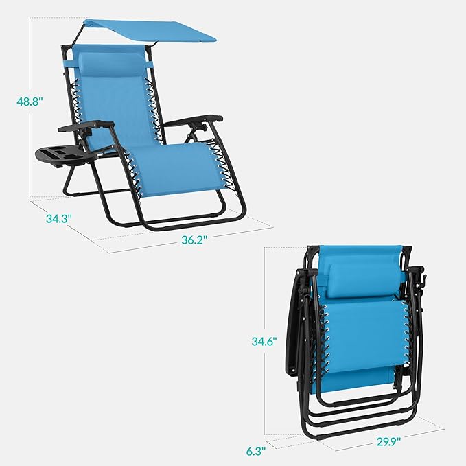 Best Choice Products 30” Wide Folding Zero Gravity Outdoor Recliner Patio - Image 2