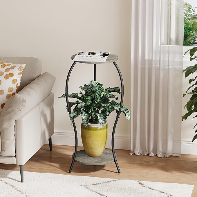 Plant Stand Indoor, 2 Tier Round Tall Plant Stand, Flower Pot Stand, Plant - Image 4