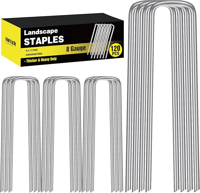 HongWay 120 Pack 6 Inch Landscape Staples, 8 Gauge Garden Stakes Heavy Duty by HongWay