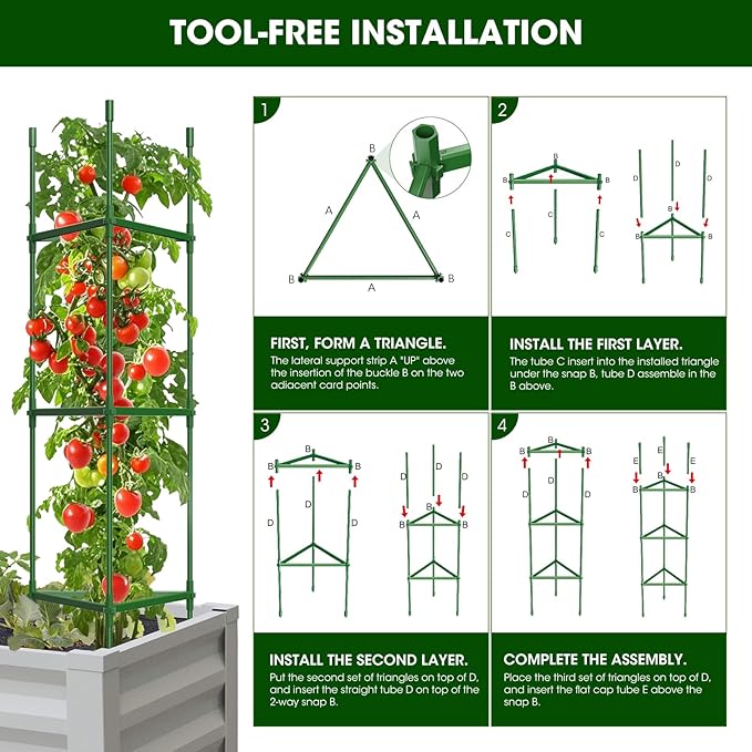 8 Pack Tomato Cages for Garden, Heavy Duty Adjustable Tomato Stake Support for - Image 6