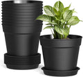 10 Pack 6 Inch Plant Pots with Drainage and Saucers, Stackable Nursery Planters by SwinDuck