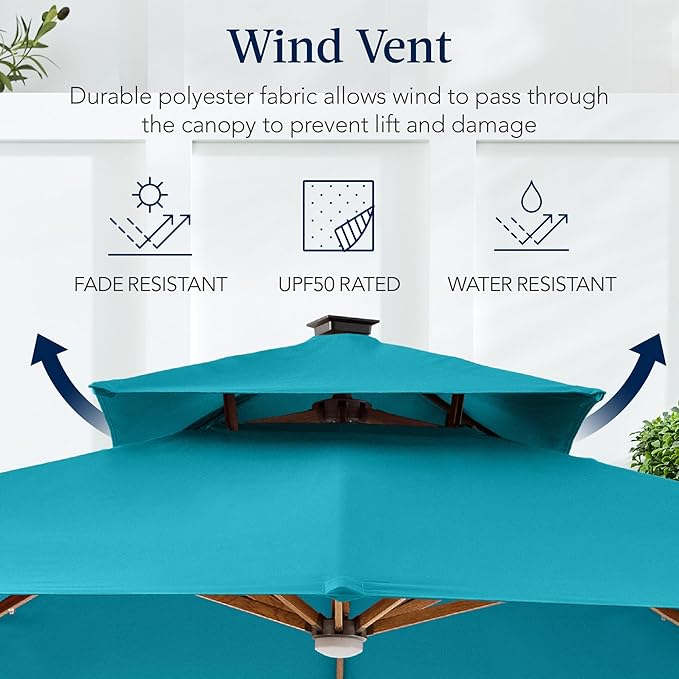 Best Choice Products 10ft Square Cantilever Patio Umbrella w/Base Included - Image 7