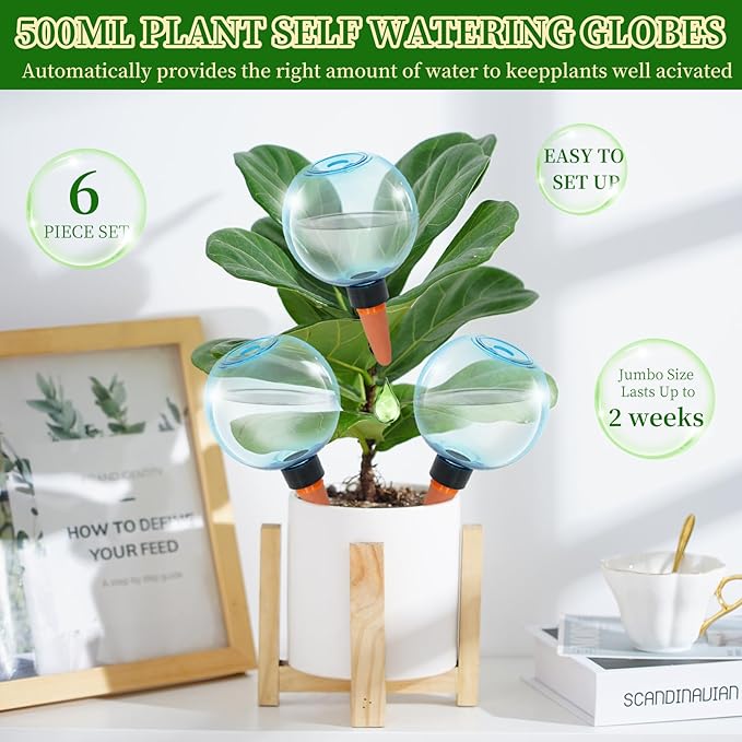 6pcs Large Plant Self Watering Globes, 17.5 oz Plastic Water Bulbs Top Fill - Image 4