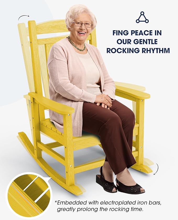 KINGYES HDPE Rocking Chairs Outdoor, Patio Rocking Chairs - Image 7