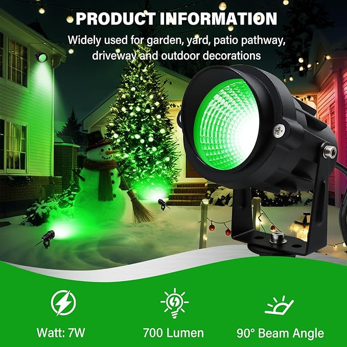 Christmas Spot Lights Outdoor Landscaping Spotlight, 12W Green LED Landscape - Image 2