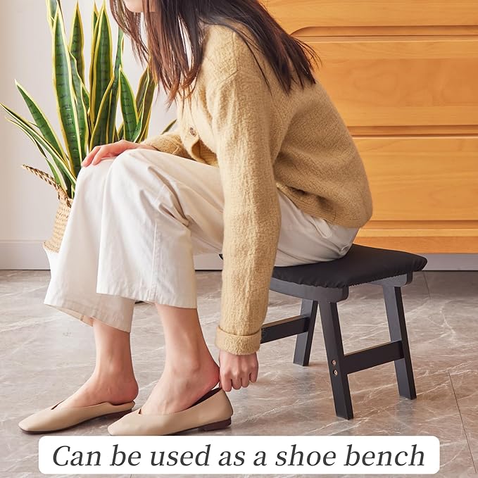 Foot Stool, Bamboo Small Sofa Foot Rest Under Desk, Extra Seating - Image 6