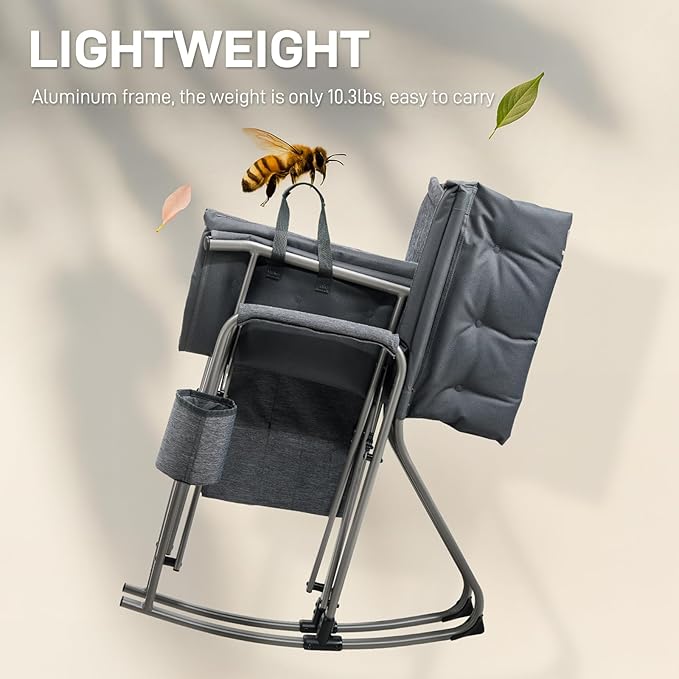 EVER ADVANCED Lightweight Folding Rocking Camping Chair, Padded Portable Rocker - Image 3