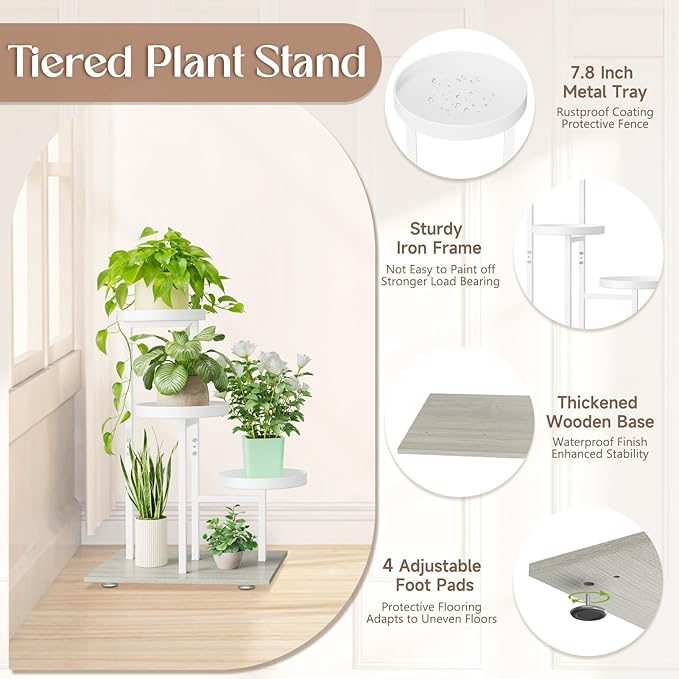 iDavosic.ly 3 Tier Plant Stand Indoor, Tiered Corner Flower Holder Shelf Outdoor - Image 3