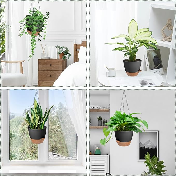 Hanging Planters for Indoor Outdoor Plants, 2 Pack Self Watering Hanging Pot - Image 5