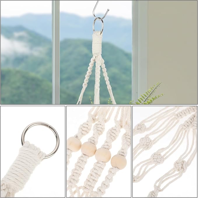 Macrame Plant Hanger Indoor, 2 Pack Boho Decor Hanging Plant Holder Hanging - Image 8