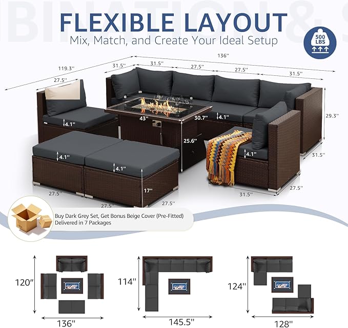 NICESOUL 8 Seat Extra Large Patio Furniture Set - Image 4
