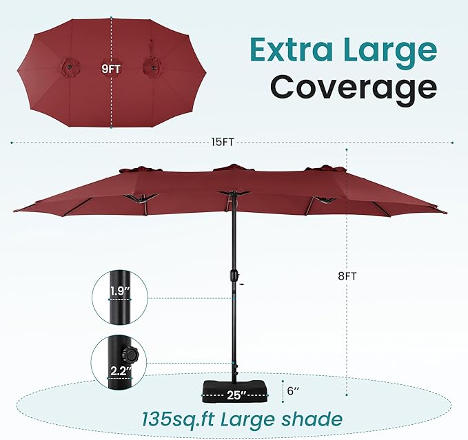 DUMOS 15FT Large Patio Umbrella - Image 2