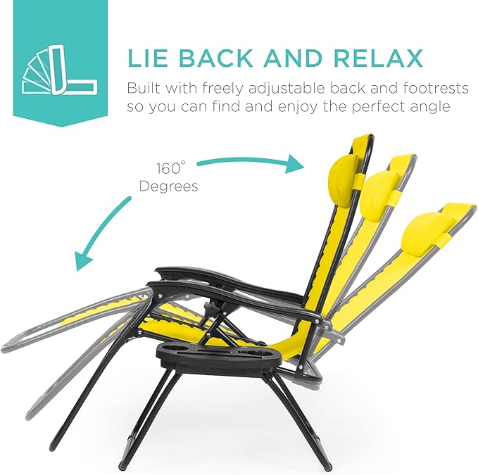Best Choice Products Set of 2 Adjustable Steel Mesh Zero Gravity Lounge Chair - Image 4