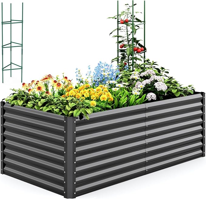 Quictent Galvanized Raised Garden Bed 6x3x2 Ft Metal Planter Box Bottomless by QUICTENT