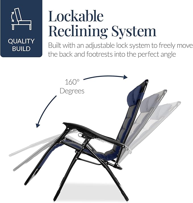 Best Choice Products Oversized Padded Zero Gravity Chair, Folding Outdoor Patio - Image 8