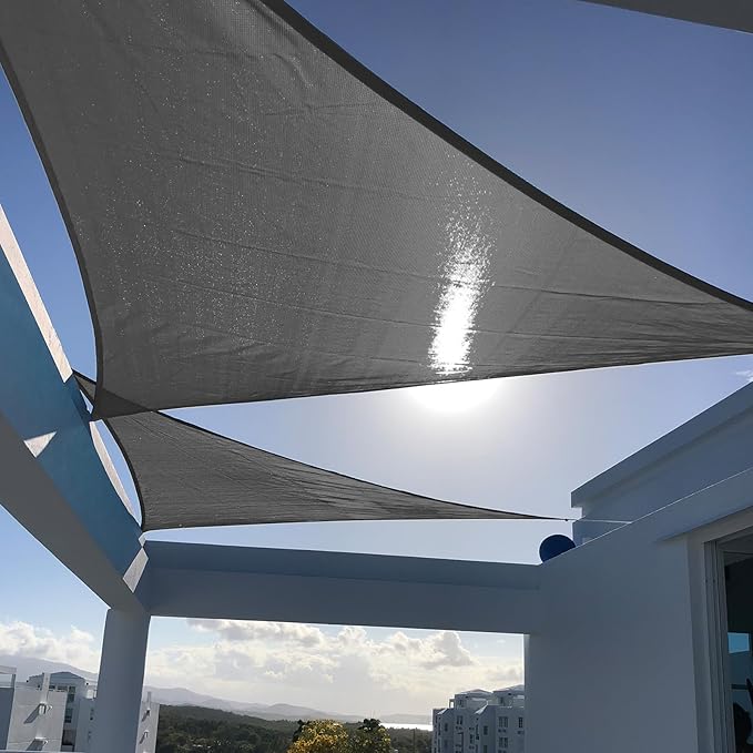 SUNNY GUARD Custom Size 18'x24'x30' Triangle Dark Grey UV Block Sunshade by SUNNYGUARD
