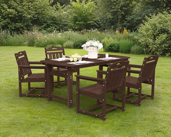Ciokea HDPE Outdoor Patio Dining Chairs Set of 2, All-Weather Porch Chair - Image 8
