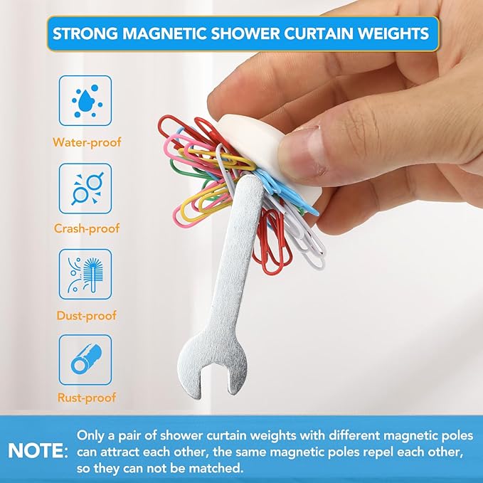 8 Pcs Shower Curtain Weights, Silicone Wrapped Heavy Duty Shower Curtain Magnets - Image 3