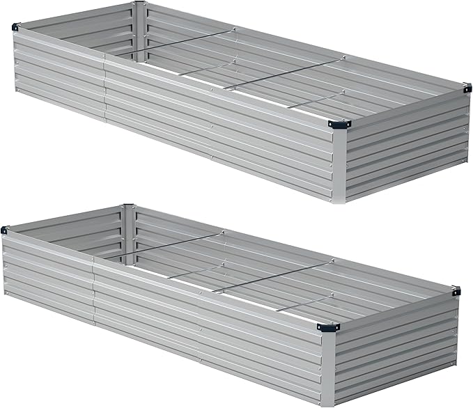 10x2x1ft Galvanized Raised Garden Bed, Outdoor Planter Boxes Metal Patio Kit by Zunatu