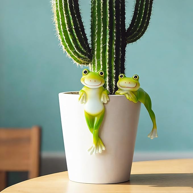 2PCS Frog Figurines Plant Garden Statue Ornament, Funny Plant Decoration by Unknown