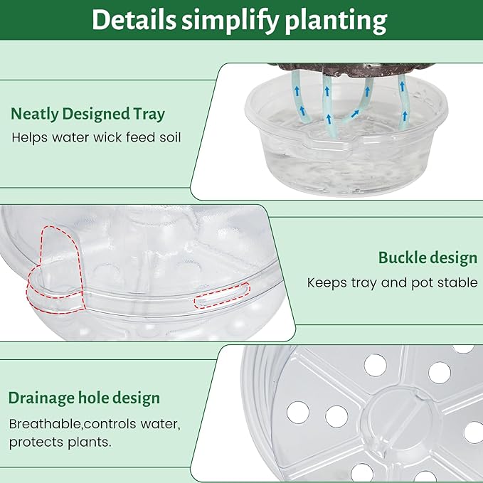 18 Pack 6.5/5/4 Inch Clear Self Watering Plant Pots - Image 5