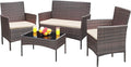 Greesum Patio Furniture 4 Pieces Conversation Sets Outdoor Wicker Rattan Chairs by BuynowfromGreesum