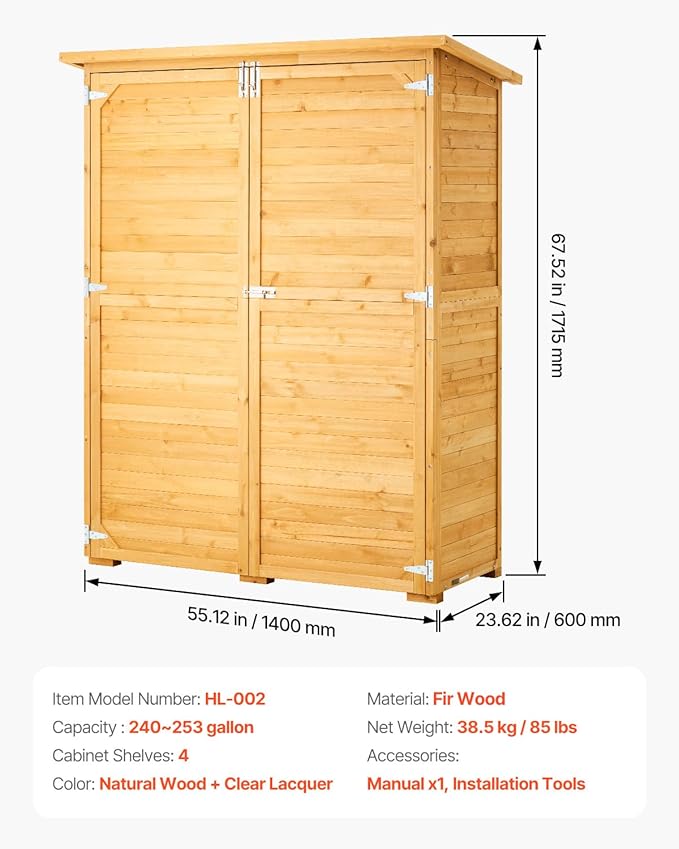 VEVOR Outdoor Storage Shed, Large Wooden Outside Storage Cabinet - Image 7