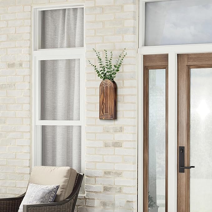 Wooden Wall Planter Vase Set of 2, Boho Hanging Planter - Image 4